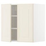 METOD wall cabinet with shelves/2 doors, white/Bodbyn off-white, 60x60 cm