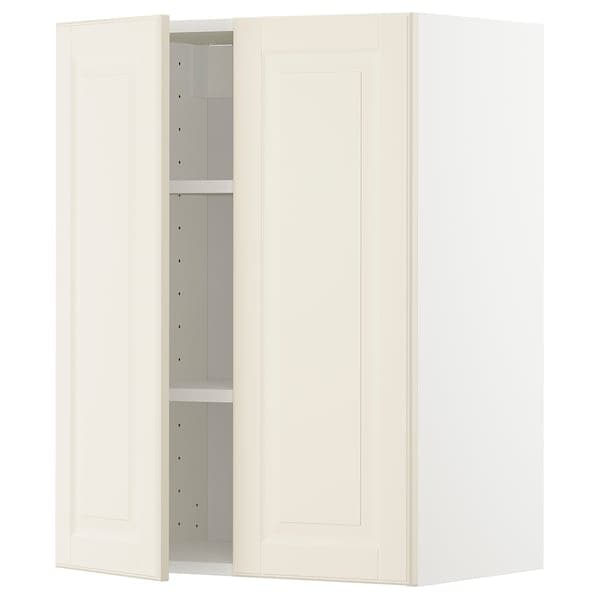 METOD - Wall cabinet with shelves/2 doors, white/Bodbyn off-white, 60x80 cm - best price from Maltashopper.com 89457623