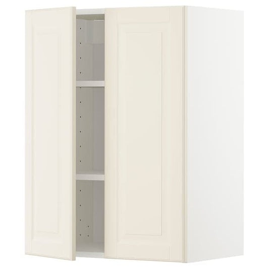 METOD - Wall cabinet with shelves/2 doors, white/Bodbyn off-white, 60x80 cm - best price from Maltashopper.com 89457623