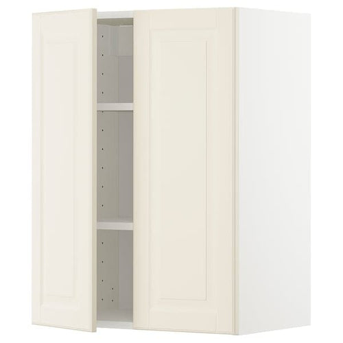 METOD - Wall cabinet with shelves/2 doors, white/Bodbyn off-white, 60x80 cm