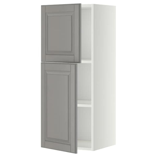 Ikea METOD - Wall cabinet with shelves/2 doors, white/Bodbyn grey, 40x100 cm