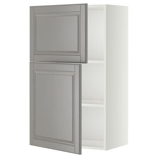 Ikea METOD - Wall cabinet with shelves/2 doors, white/Bodbyn grey, 60x100 cm