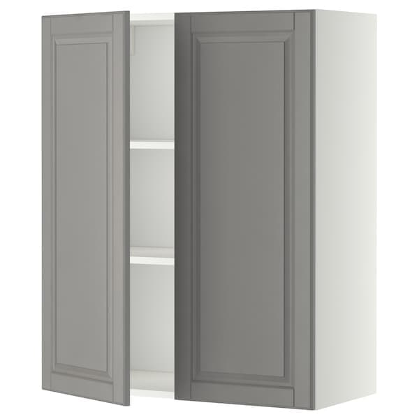 Ikea METOD - Wall cabinet with shelves/2 doors, white/Bodbyn grey, 80x100 cm