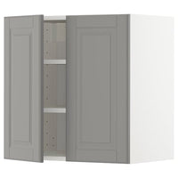 METOD - Wall cabinet with shelves/2 doors, white/Bodbyn grey, 60x60 cm - best price from Maltashopper.com 79456718