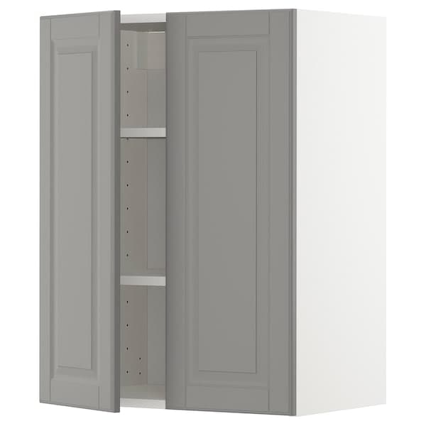 Ikea METOD - Wall cabinet with shelves/2 doors, white/Bodbyn grey, 60x80 cm