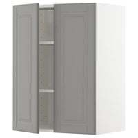 METOD - Wall cabinet with shelves/2 doors, white/Bodbyn grey, 60x80 cm - best price from Maltashopper.com 29458507