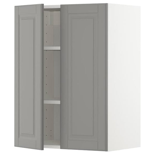 Ikea METOD - Wall cabinet with shelves/2 doors, white/Bodbyn grey, 60x80 cm