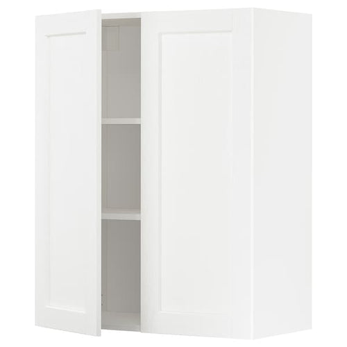 METOD wall cabinet with shelves/2 doors, white Enköping/white wood effect, 80x100 cm