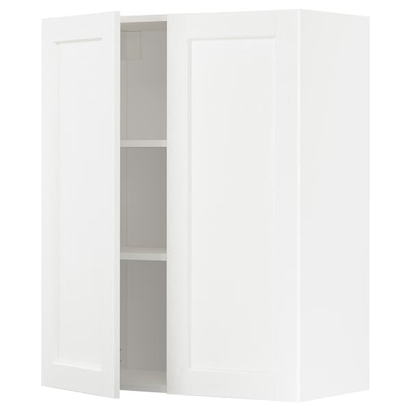 METOD - Wall cabinet with shelves/2 doors, white Enköping/white wood effect, 80x100 cm