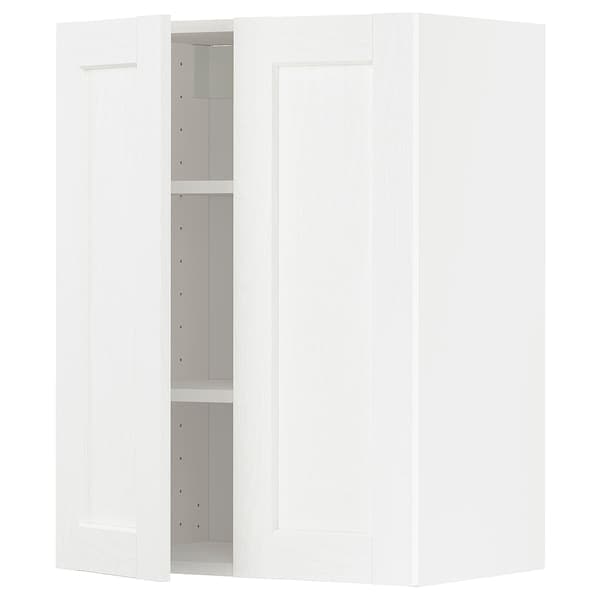 METOD - Wall cabinet with shelves/2 doors, white Enköping/white wood effect, 60x80 cm - best price from Maltashopper.com 29473485