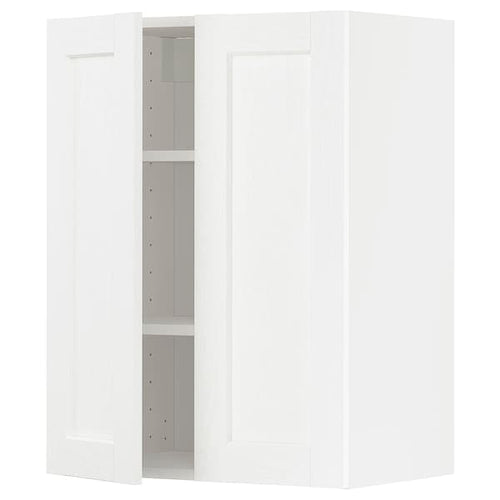 METOD - Wall cabinet with shelves/2 doors, white Enköping/white wood effect, 60x80 cm