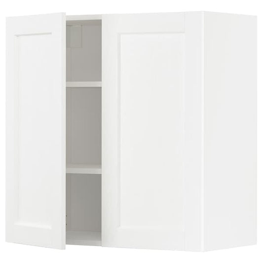 Ikea METOD - Wall cabinet with shelves/2 doors, white Enköping/white wood effect, 80x80 cm