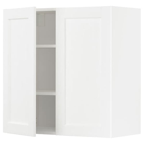 METOD - Wall cabinet with shelves/2 doors, white Enköping/white wood effect, 80x80 cm