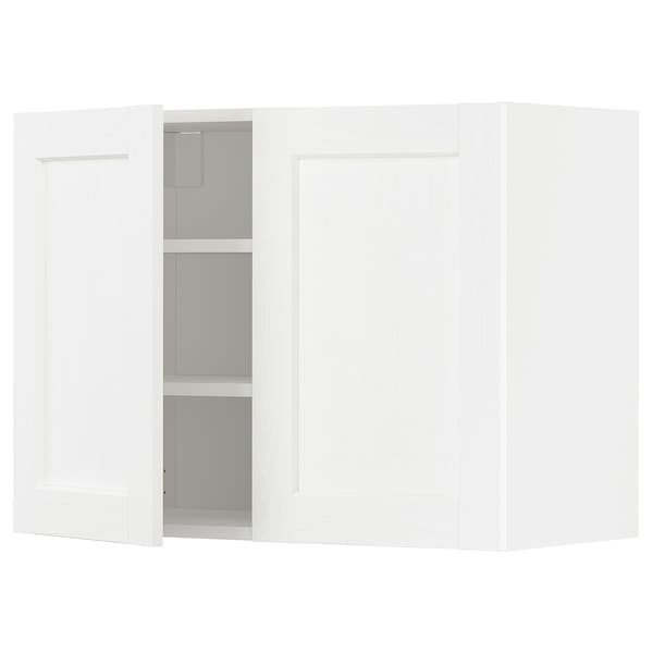 METOD - Wall cabinet with shelves/2 doors, white Enköping/white wood effect, 80x60 cm - best price from Maltashopper.com 79473464