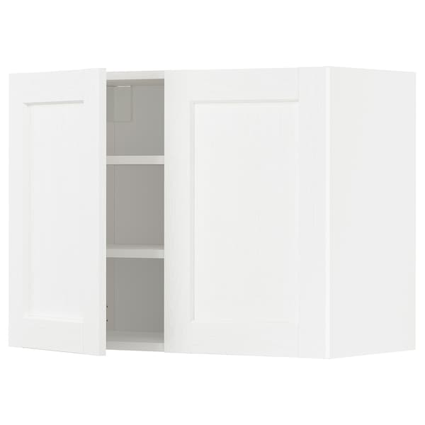 METOD - Wall cabinet with shelves/2 doors, white Enköping/white wood effect, 80x60 cm