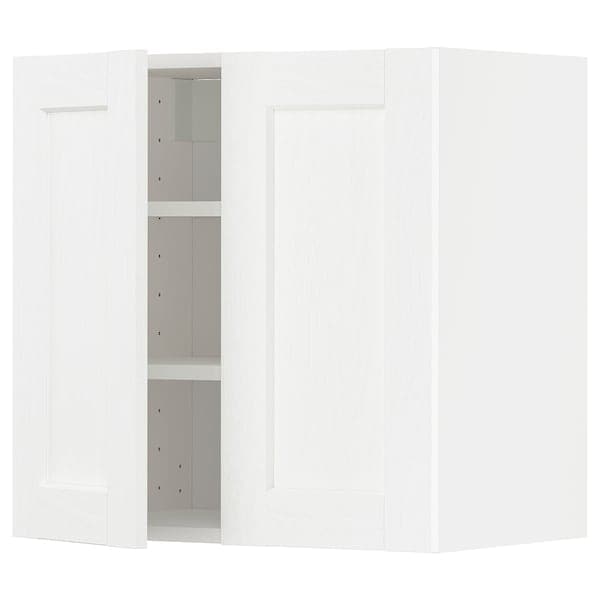 METOD - Wall cabinet with shelves/2 doors, white Enköping/white wood effect, 60x60 cm - best price from Maltashopper.com 79473483