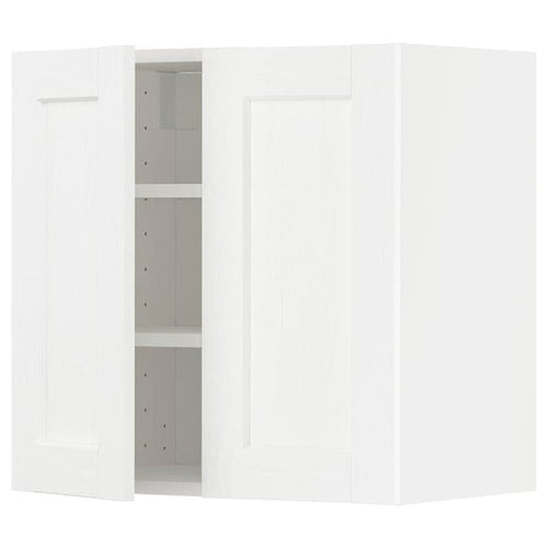 METOD - Wall cabinet with shelves/2 doors, white Enköping/white wood effect, 60x60 cm