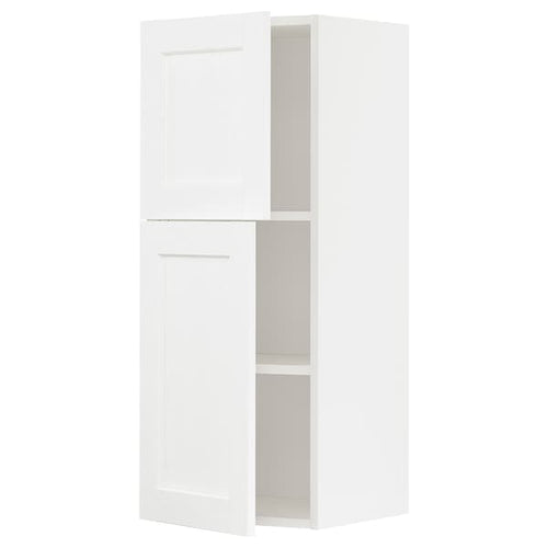METOD wall cabinet with shelves/2 doors, white Enköping/white wood effect, 40x100 cm