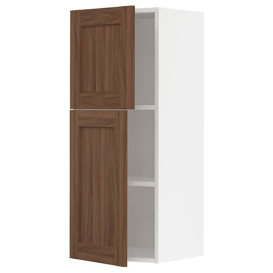 Ikea METOD - Wall cabinet with shelves/2 doors, white Enköping/brown walnut effect, 40x100 cm