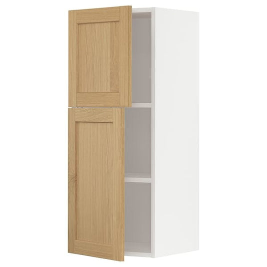 Ikea METOD - Wall cabinet with shelves/2 doors, white/Forsbacka oak, 40x100 cm