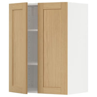 METOD - Wall cabinet with shelves/2 doors, white/Forsbacka oak, 60x80 cm - best price from Maltashopper.com 49509365