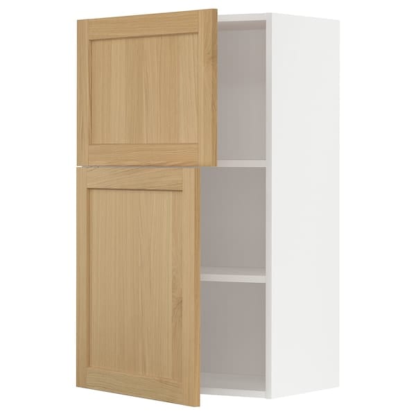 Ikea METOD - Wall cabinet with shelves/2 doors, white/Forsbacka oak, 60x100 cm