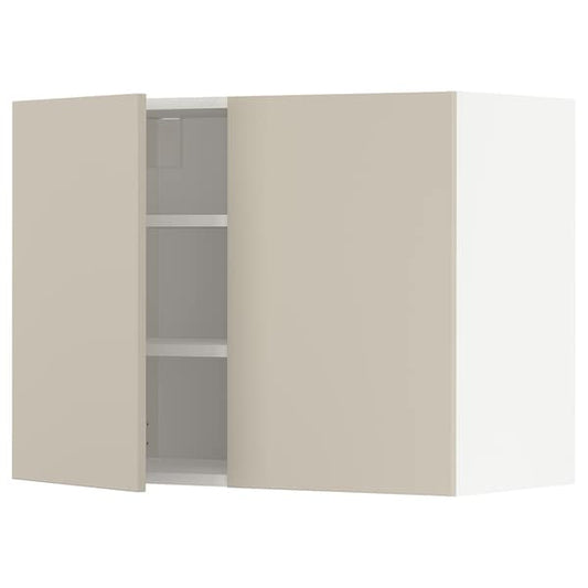 METOD - Wall cabinet with shelves/2 doors, white/Havstorp beige, 80x60 cm - best price from Maltashopper.com 19456815
