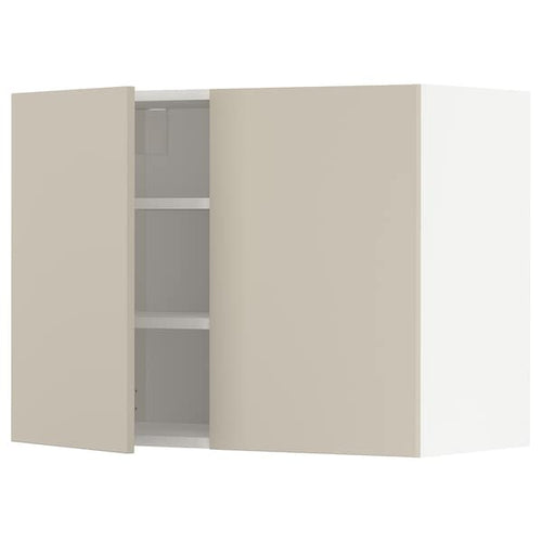 METOD - Wall cabinet with shelves/2 doors, white/Havstorp beige, 80x60 cm