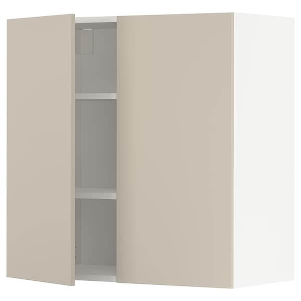 METOD - Wall cabinet with shelves/2 doors, white/Havstorp beige, 80x80 cm - best price from Maltashopper.com 79470012