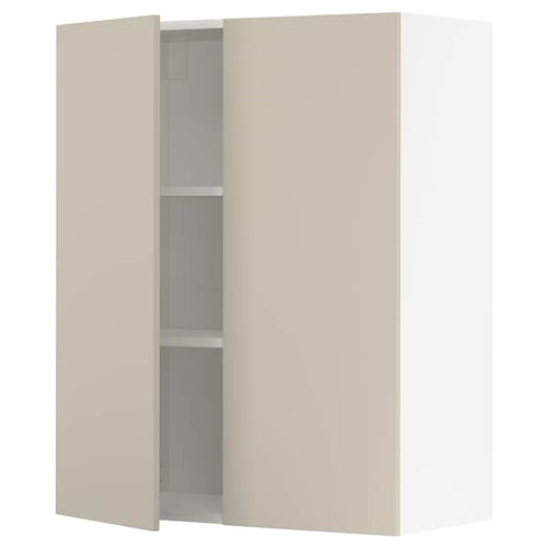 METOD - Wall cabinet with shelves/2 doors, white/Havstorp beige, 80x100 cm