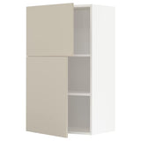 METOD wall cabinet with shelves/2 doors, white/Havstorp beige, 60x100 cm