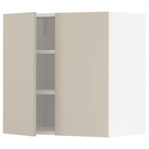 METOD - Wall cabinet with shelves/2 doors, white/Havstorp beige, 60x60 cm