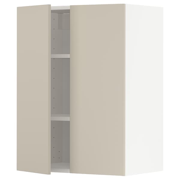 Ikea METOD - Wall cabinet with shelves/2 doors, white/Havstorp beige, 60x80 cm