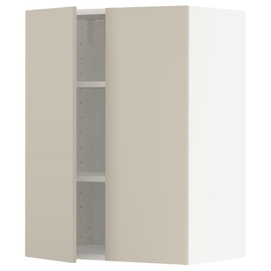 Ikea METOD - Wall cabinet with shelves/2 doors, white/Havstorp beige, 60x80 cm
