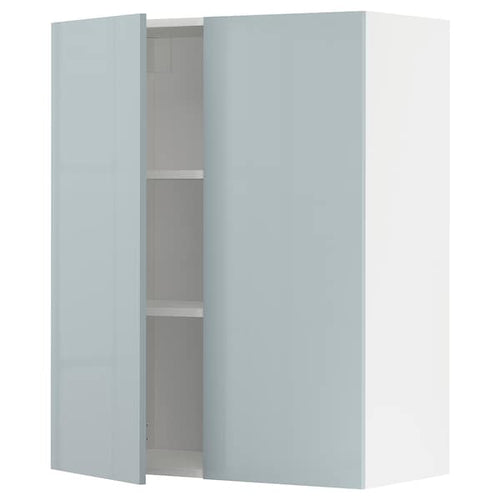 METOD wall cabinet with shelves/2 doors, white/Kallarp light grey-blue, 80.0x100.0x38.6 cm
