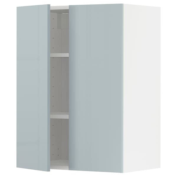 METOD - Wall cabinet with shelves/2 doors, white/Kallarp light grey-blue, 60x80 cm - best price from Maltashopper.com 39479364