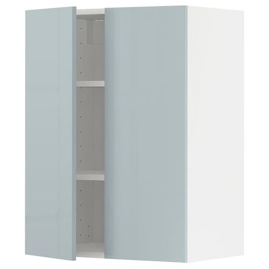 Ikea METOD - Wall cabinet with shelves/2 doors, white/Kallarp light grey-blue, 60x80 cm