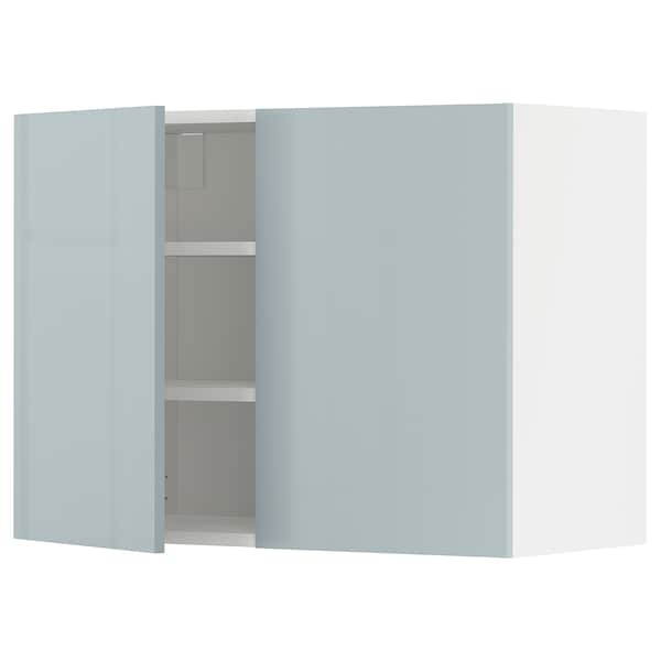 METOD - Wall cabinet with shelves/2 doors, white/Kallarp light grey-blue, 80x60 cm - best price from Maltashopper.com 49479071