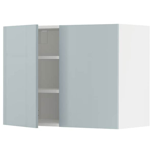METOD - Wall cabinet with shelves/2 doors, white/Kallarp light grey-blue, 80x60 cm