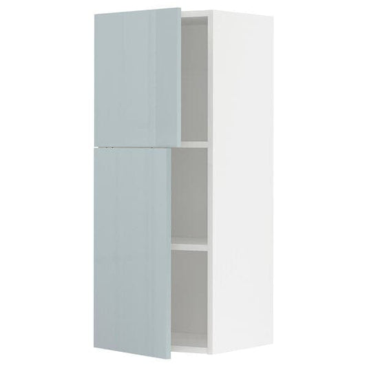 Ikea METOD - Wall cabinet with shelves/2 doors, white/Kallarp light grey-blue, 40x100 cm