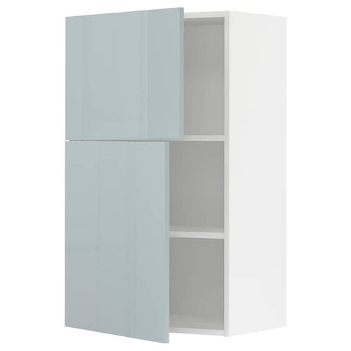 METOD wall cabinet with shelves/2 doors, white/Kallarp light grey-blue, 60.0x100.0x38.6 cm
