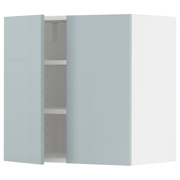 Ikea METOD - Wall cabinet with shelves/2 doors, white/Kallarp light grey-blue, 60x60 cm