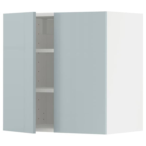 METOD wall cabinet with shelves/2 doors, white/Kallarp light grey-blue, 60.0x60.0x38.6 cm