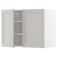 METOD - Wall cabinet with shelves/2 doors, white/Lerhyttan light grey, 80x60 cm - best price from Maltashopper.com 69468788