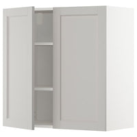 METOD - Wall cabinet with shelves/2 doors, white/Lerhyttan light grey, 80x80 cm - best price from Maltashopper.com 79465483