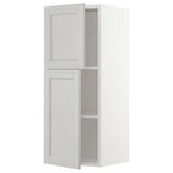 METOD wall cabinet with shelves/2 doors, white/Lerhyttan light grey, 40x100 cm
