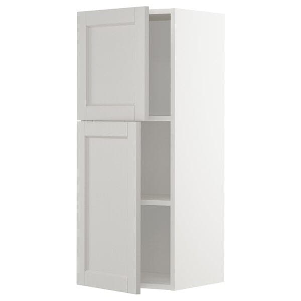 Ikea METOD - Wall cabinet with shelves/2 doors, white/Lerhyttan light grey, 40x100 cm