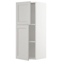 METOD wall cabinet with shelves/2 doors, white/Lerhyttan light grey, 40x100 cm