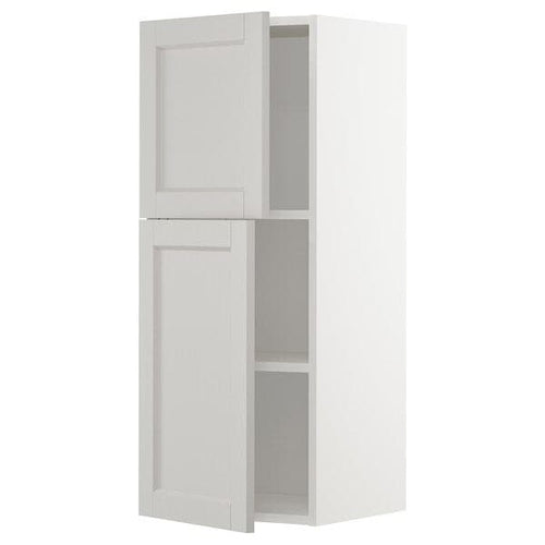 METOD - Wall cabinet with shelves/2 doors, white/Lerhyttan light grey, 40x100 cm