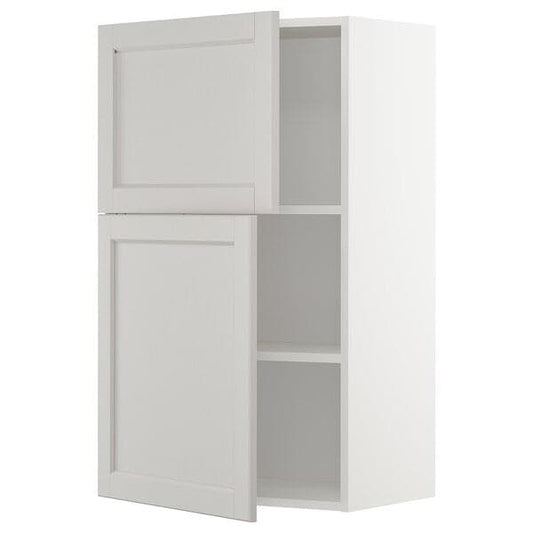 METOD - Wall cabinet with shelves/2 doors, white/Lerhyttan light grey, 60x100 cm - best price from Maltashopper.com 79468071